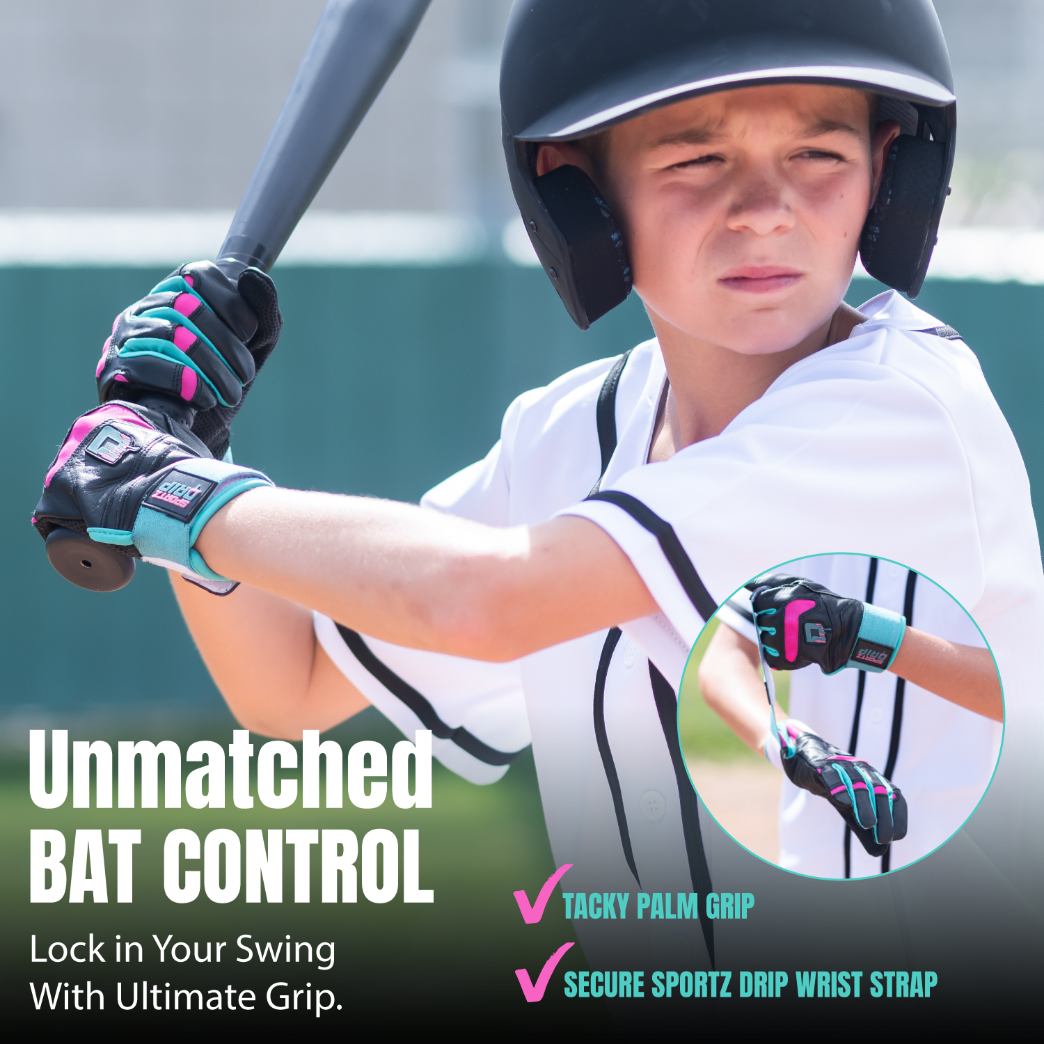 Sportz Drip Batting Gloves (Black/Pink) - Image 5